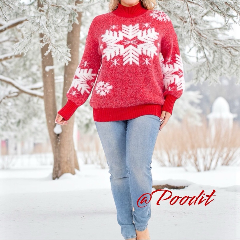 AND THE WHY holiday snowflake sweater 1X/2X, 2X/3X Combo size - Picture 3 of 14